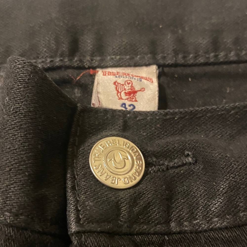 True Religion Men's Dark Jeans with Gold Button